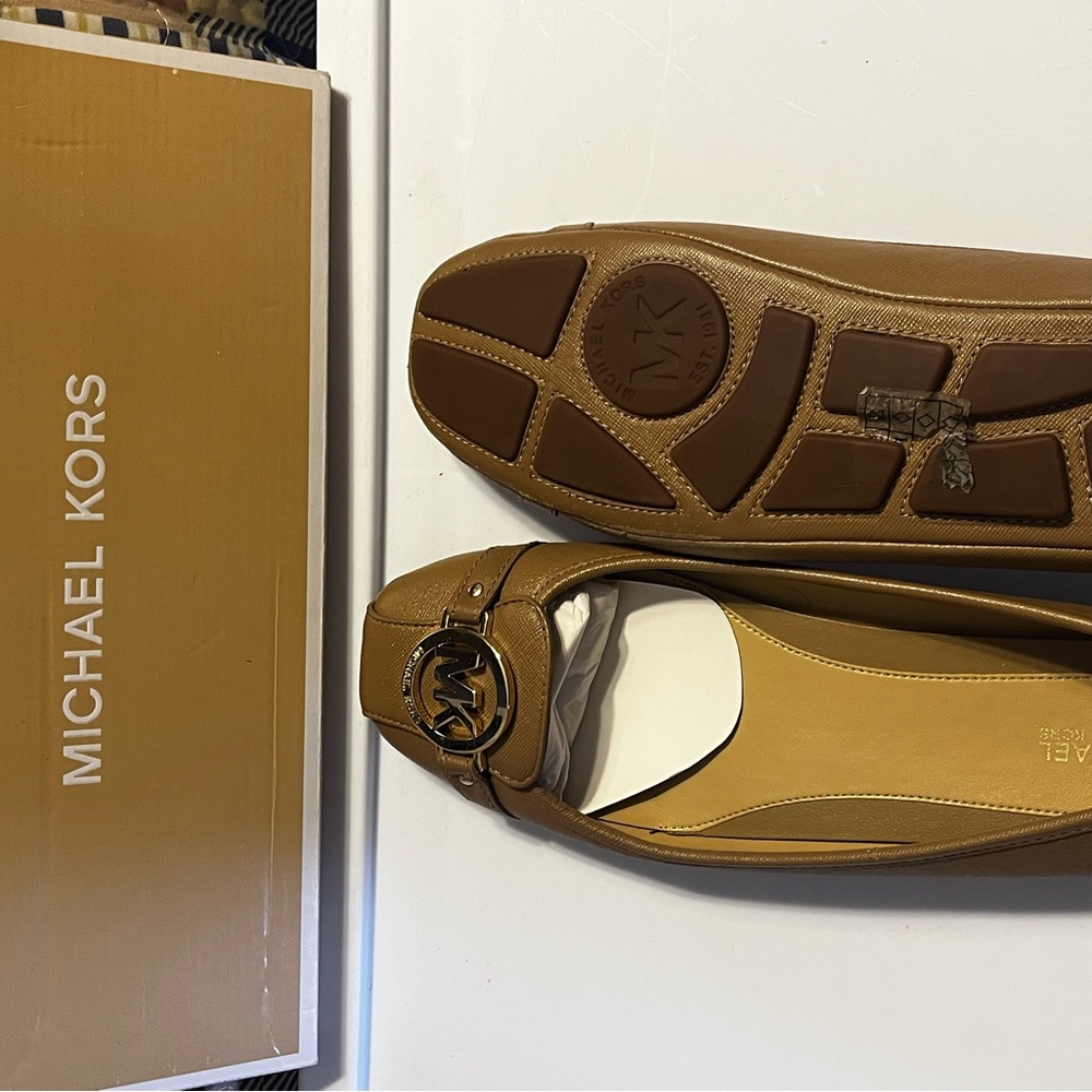 Michael Kors Cognac Brown Leather MK Emblem Ballet Flats - Picture 4 of 5